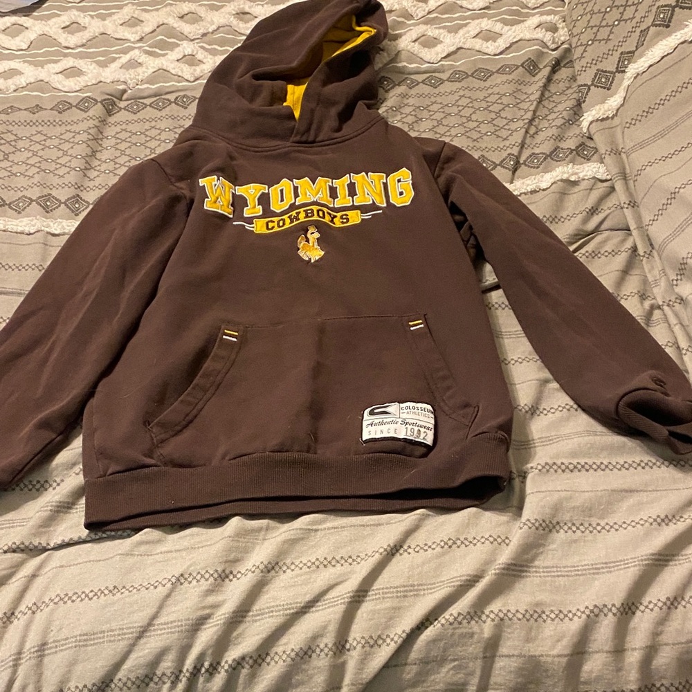 Colosseum Youth University of Wyo Brown Hoodie with Yellow Lining